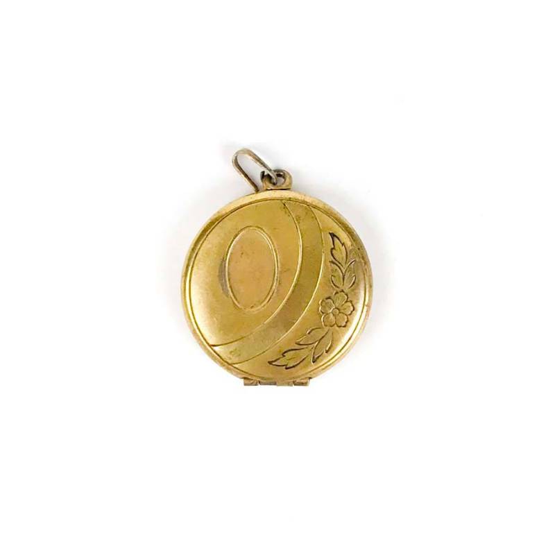 Vintage Gold Filled Geätzter Blumen Runder Monogramm Locket Anhänger von PheonixJewel