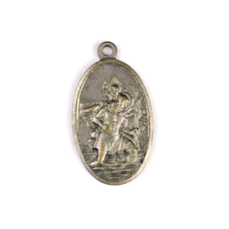 Vintage Versilberter St. Christopher Medaille Anhänger von PheonixJewel