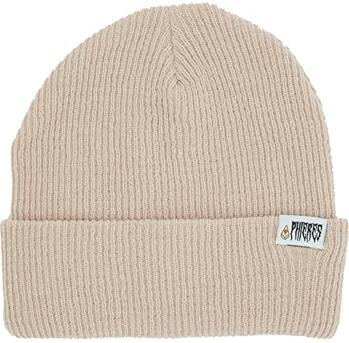 Phieres Metal Script - Klassicher Strick-Beanie für Damen und Herren in Beige, Einheitsgröße von Phieres