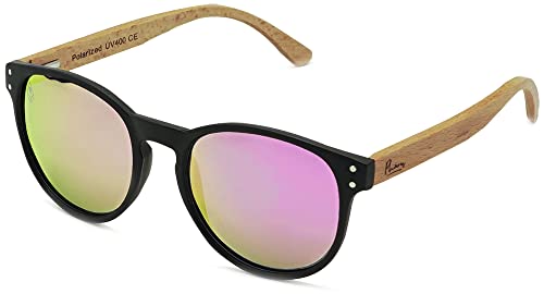 Phieres Phainted in Peace - Sonnenbrille für Damen und Herren in Schwarz/Pink mit Holzoptik von Phieres