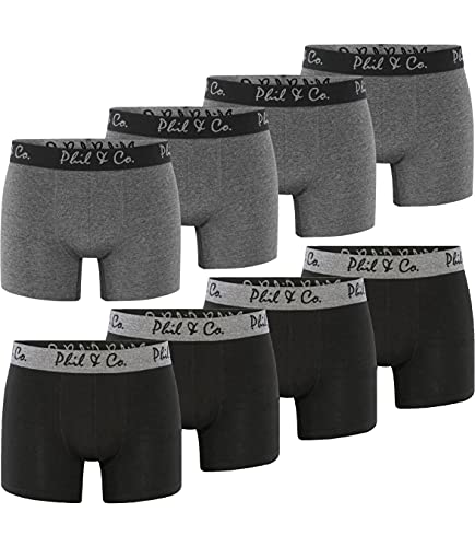 Phil & Co. Berlin 8er Pack Herren Boxershorts Unterhosen Retropants Trunks Farbe Schwarz/Anthrazit Größe S von Phil & Co. Berlin