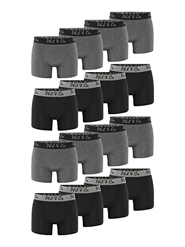 Phil & Co. Berlin Herren Boxer 16-Pack Herren Unterhosen Retropants Trunks Boxershorts aus Baumwolle Retroshorts Unterwäsche - Schwarz/Anthrazit - Größe XL von Phil & Co. Berlin