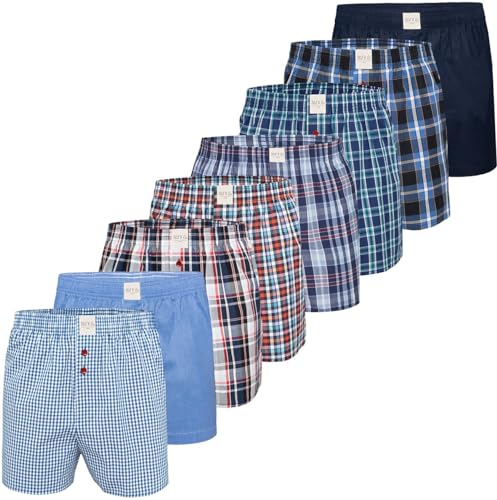 Phil & Co. Berlin Herren Boxer 4er 8er Pack Classics Core 100% Baumwolle Muster kariert Mehrpack Unterhose Unterwäsche Männer - Größe - L von Phil & Co. Berlin
