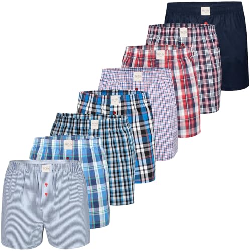 Phil & Co. Berlin Herren Boxer 4er 8er Pack Classics Core 100% Baumwolle Muster kariert Mehrpack Unterhose Unterwäsche Männer - Größe - M von Phil & Co. Berlin
