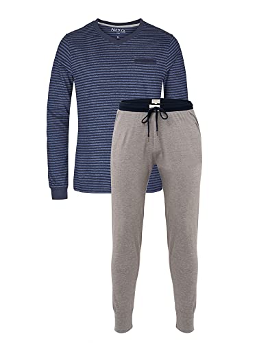 Phil & Co. Berlin Herren Pyjama 1-Pack Long - gestreift-grau - Größe M von Phil & Co. Berlin