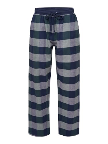 Phil & Co. Berlin Herren Pyjamahose Flanell Baumwolle Schlafanzughose Loungehose Schlafhose mit Taschen gemütliche Nachtwäsche Relax Chill - navy-green - Größe XL von Phil & Co. Berlin