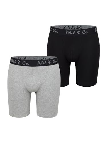 Phil & Co. Berlin Herren Retro Boxer 2-Pack Long Boxer - Black-Grey Melange - Größe XXL Phil & Co. Berlin Herren Retro Boxer 2-Pack Long Boxer - Black-Grey Melange - Größe XXL von Phil & Co. Berlin
