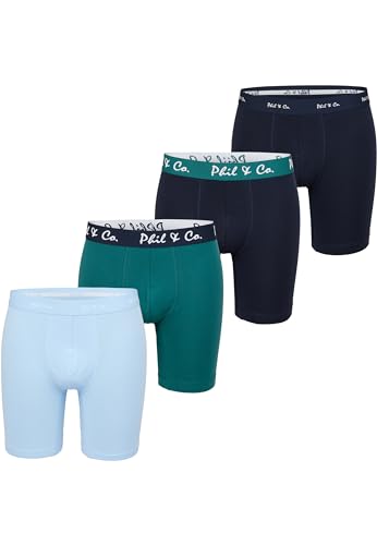Phil & Co. Berlin Herren Retro Boxer 4-Pack Long Boxer Ange Boxershorts Retroshorts Jersey langes Bein Unterhose Unterwäsche Baumwolle Mehrpack Set Männer- Bayberry + Sky Captain - Größe XXL Phil & Co. Berlin Herren Retro Boxer 4-Pack Long Boxer Ange Boxershorts Retroshorts Jersey langes Bein Unterhose Unterwäsche Baumwolle Mehrpack Set Männer- Bayberry + Sky Captain - Größe XXL von Phil & Co. Berlin
