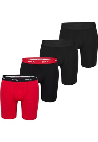 Phil & Co. Berlin Herren Retro Boxer 4-Pack Long Boxer Ange Boxershorts Retroshorts Jersey langes Bein Unterhose Unterwäsche Baumwolle Mehrpack Set Männer- Black + Chilli Pepper - Größe XL von Phil & Co. Berlin