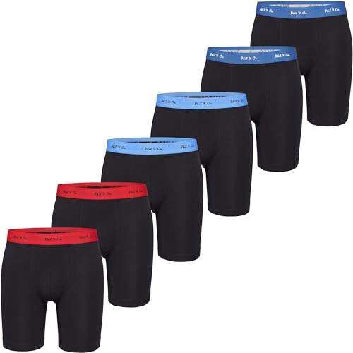 Phil & Co. Berlin Herren Retro Pants 6-Pack Jersey Long Boxer - All-Black - Lange Boxershorts Unterhose Baumwolle Männer Größe XL von Phil & Co. Berlin