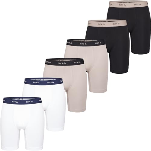 Phil & Co. Berlin Herren Retro Pants 6-Pack Jersey Long Boxer - Black+beige+White - Lange Boxershorts Unterhose Baumwolle Männer Größe XXL von Phil & Co. Berlin