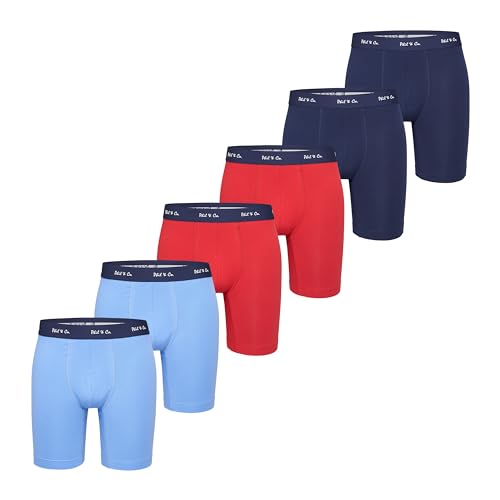 Phil & Co. Berlin Herren Retro Pants 6-Pack Jersey Long Boxer - red+Blue+Navy - Lange Boxershorts Unterhose Baumwolle Männer Größe XL von Phil & Co. Berlin