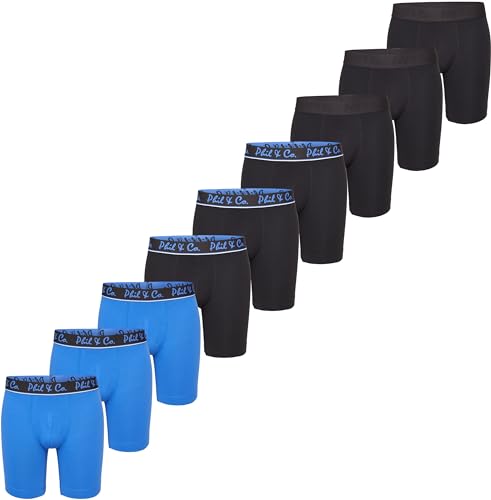 Phil & Co. Berlin Herren Retro Pants 9-Pack Jersey Long Boxer - Black+Blue - Lange Boxershorts Unterhose Baumwolle Männer Größe L von Phil & Co. Berlin