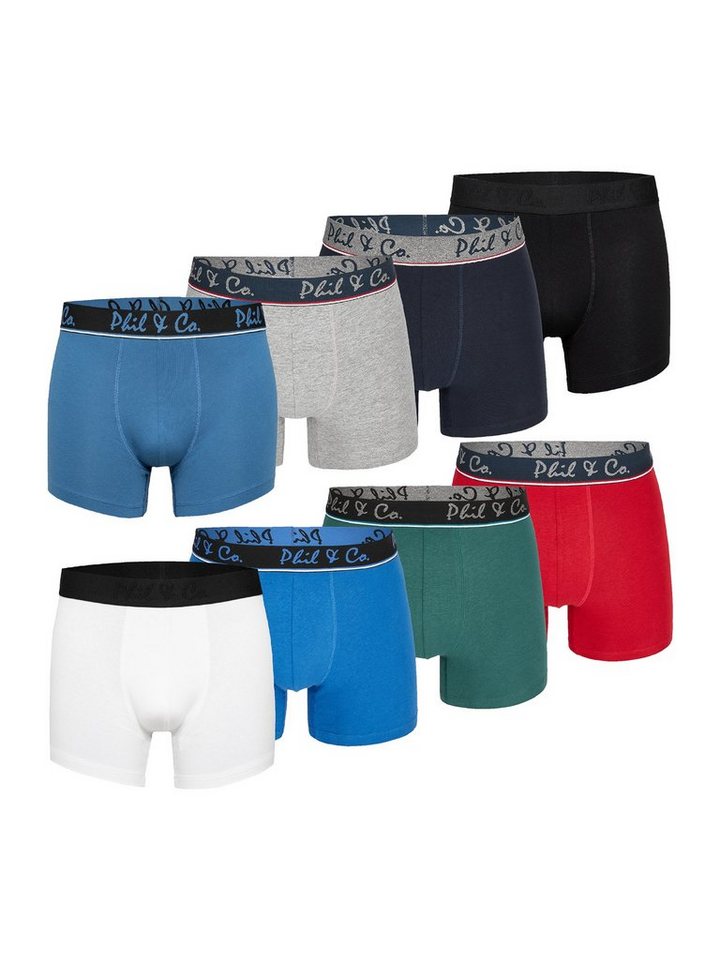 Phil & Co. Boxer Herren Männer Retroshorts Boxershorts Trunks (8-St) gedruckte Pflegehinweise Mehrpack von Phil & Co.