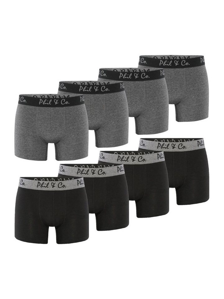 Phil & Co. Boxer Herren Männer Retroshorts Boxershorts Trunks (8-St) gedruckte Pflegehinweise Mehrpack von Phil & Co.