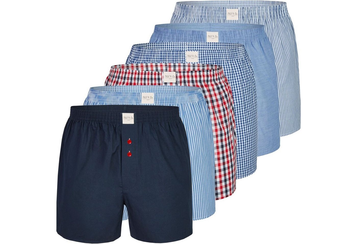 Phil & Co. Boxershorts 6er Pack Webboxer BASIS Herren american Boxer Boxershorts Shorts (6-St) von Phil & Co.