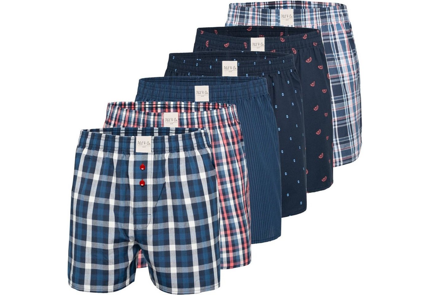 Phil & Co. Boxershorts 6er Pack Webboxer BASIS Herren american Boxer Boxershorts Shorts (6-St) von Phil & Co.