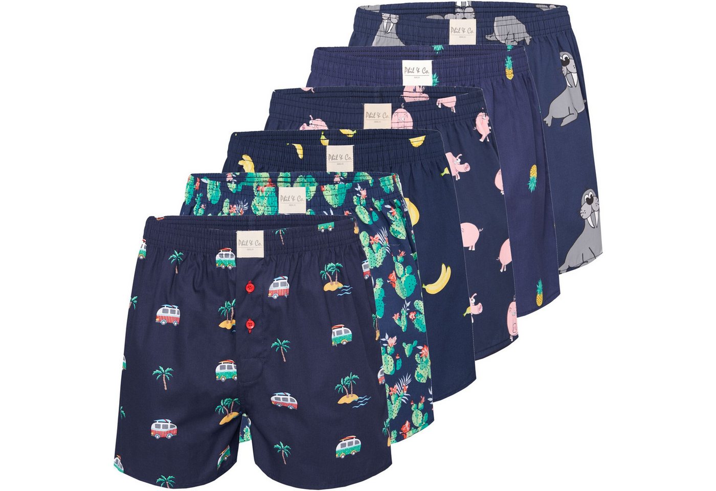 Phil & Co. Boxershorts 6 Phil & Co. Berlin Webboxer Herren american Boxer Boxershorts Shorts (1-St) von Phil & Co.