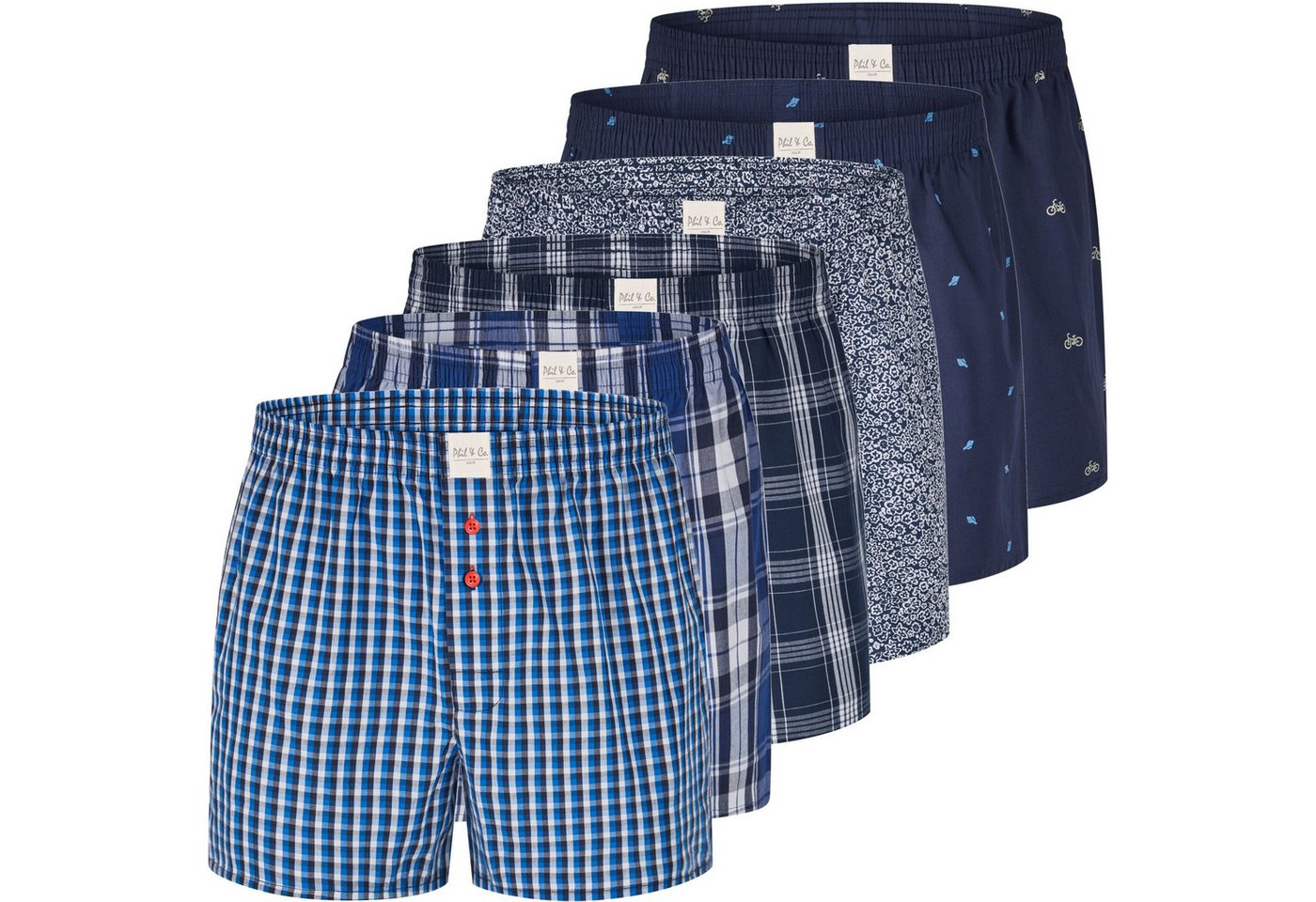 Phil & Co. Boxershorts 6 Phil & Co. Berlin Webboxer Herren american Boxer Boxershorts Shorts (1-St) von Phil & Co.