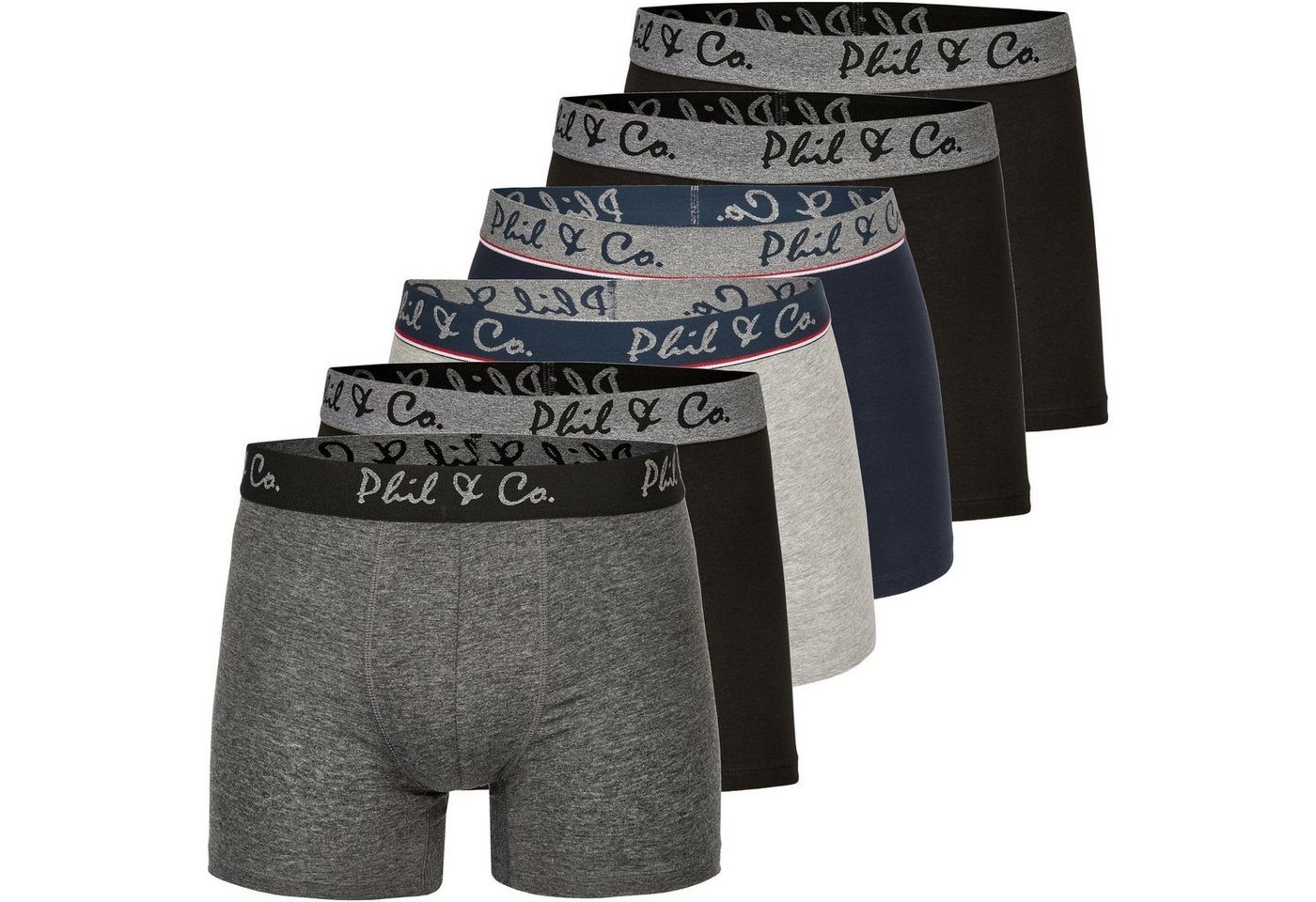 Phil & Co. Boxershorts 6er Pack Phil & Co Berlin Jersey Boxershorts Trunk Short Pant FARBWAHL (1-St) von Phil & Co.