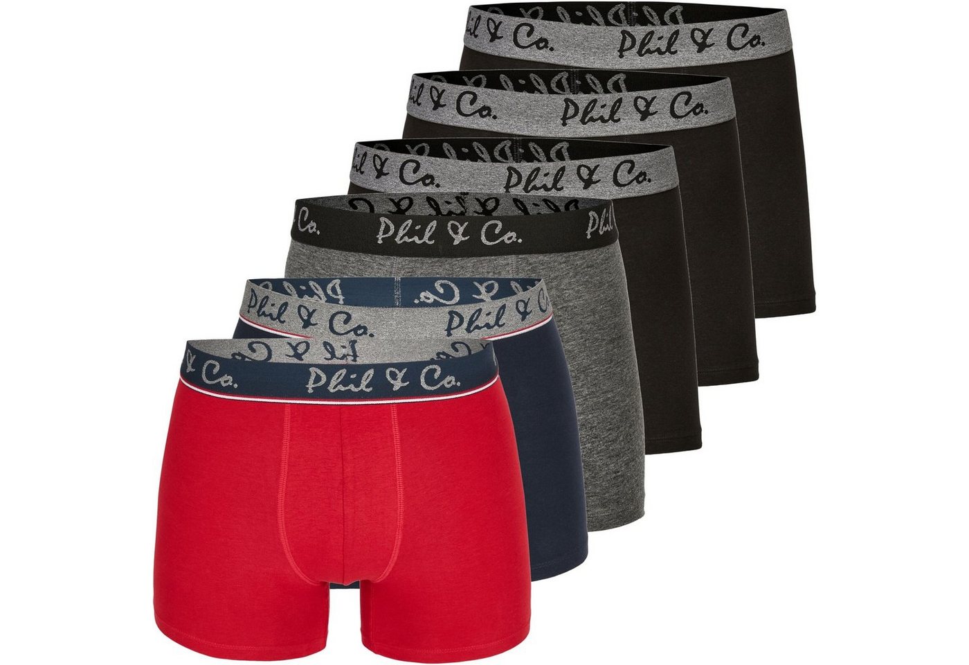 Phil & Co. Boxershorts 6er Pack Phil & Co Berlin Jersey Boxershorts Trunk Short Pant FARBWAHL (1-St) von Phil & Co.