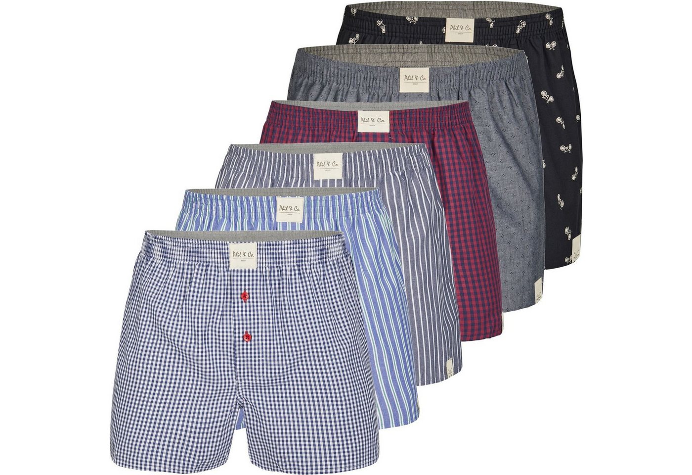 Phil & Co. Boxershorts 6er Pack Webboxer BASIS Herren american Boxer Boxershorts Shorts (6-St) von Phil & Co.