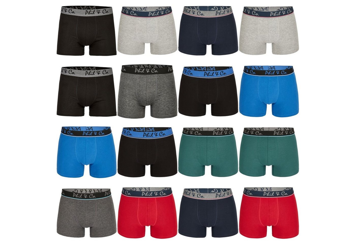 Phil & Co. Boxershorts PHIL & Co Berlin 16 Pack Herren Boxershort Jersey desortierter Farbmix (1-St) von Phil & Co.