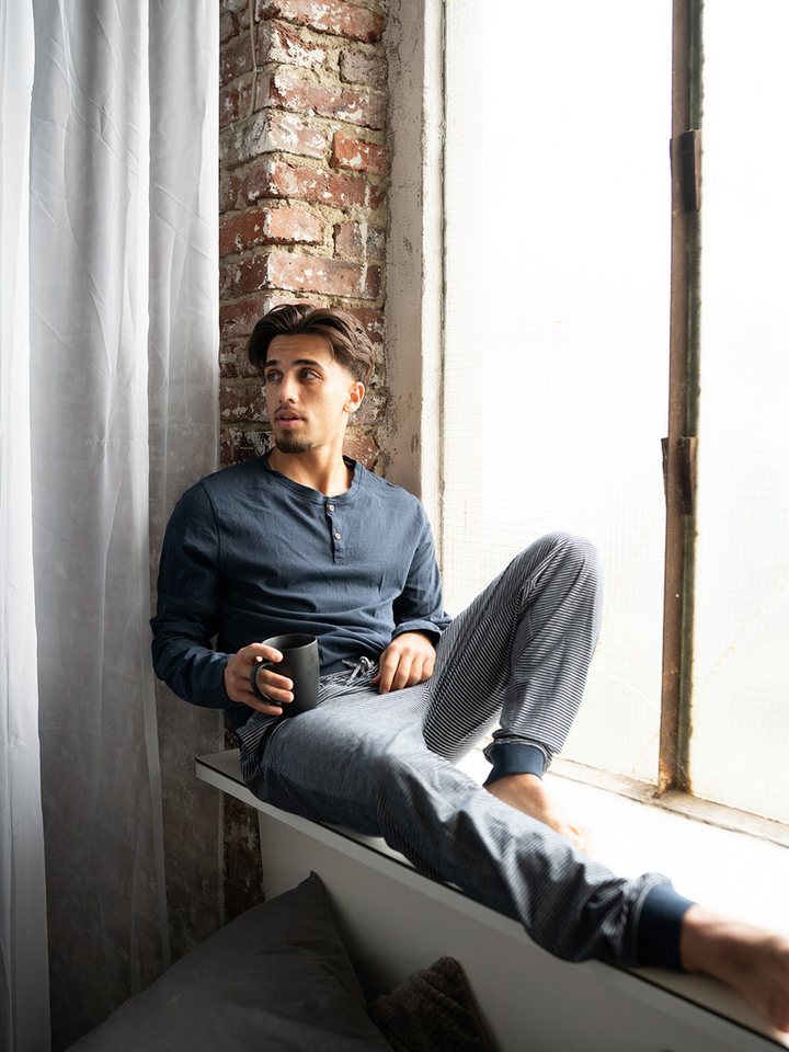 Phil & Co. Pyjama Henley (2 tlg) Schlafanzug, Pyjama Set von Phil & Co.