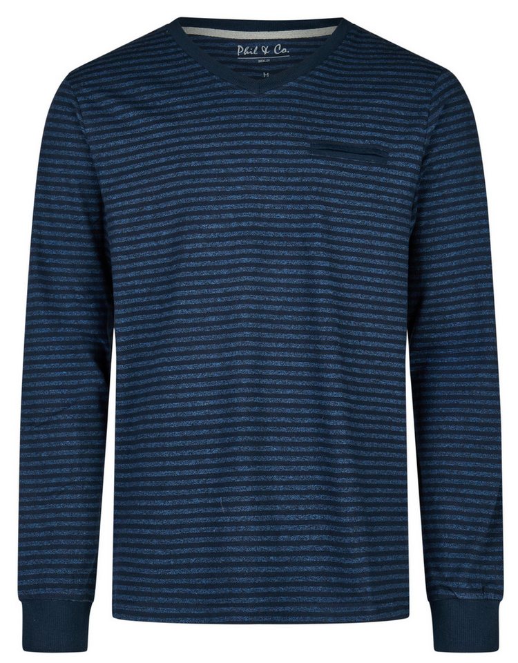 Phil & Co. Pyjamaoberteil Herren Pyjamashirt mit langem Arm (1-tlg) mit Bündchen von Phil & Co.