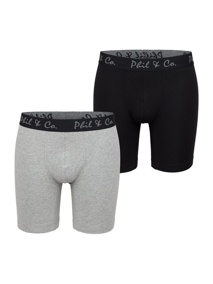 Phil & Co. Langer Boxer Long Boxer Briefs (2-St) Retroshorts - langes Bein - Jersey - ohne störendes Etikett von Phil & Co.