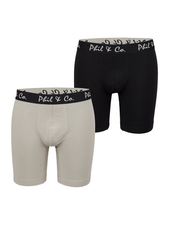 Phil & Co. Langer Boxer Long Boxer Briefs (2-St) Retroshorts - langes Bein - Jersey - ohne störendes Etikett von Phil & Co.