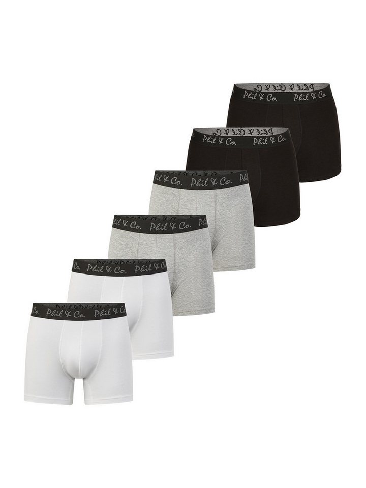 Phil & Co. Retro Pants Jersey Core Unterhose Männer enger Schnitt (6-St) Trunks Boxershorts - ohne kratzendes Etikett - 5-Piece-Cut von Phil & Co.