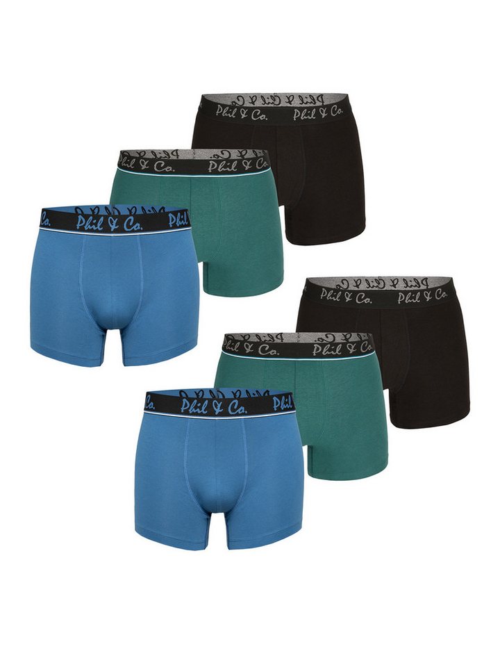 Phil & Co. Retro Pants Jersey Core Unterhose Männer enger Schnitt (6-St) Trunks Boxershorts - ohne kratzendes Etikett - 5-Piece-Cut von Phil & Co.