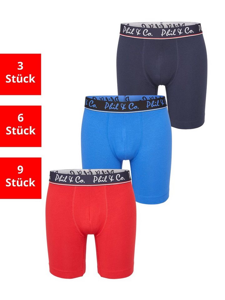Phil & Co. Langer Boxer Long Boxer Briefs (3-St) Retroshorts - langes Bein - Jersey - ohne störendes Etikett von Phil & Co.
