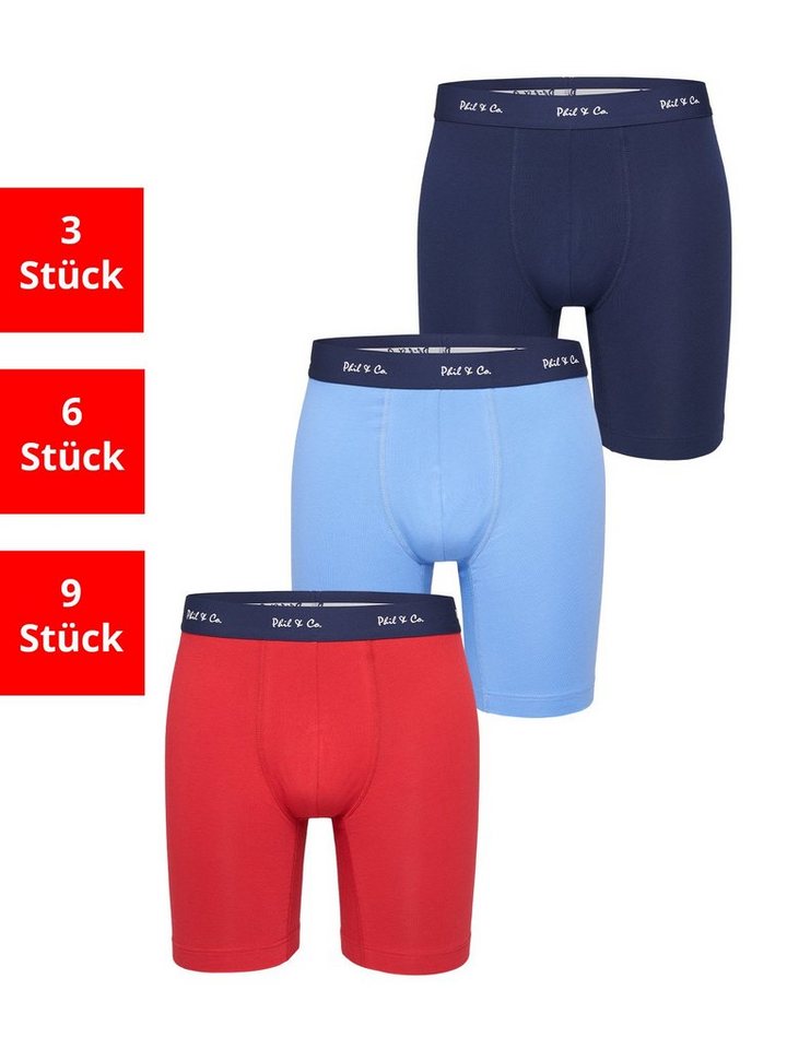 Phil & Co. Langer Boxer Long Boxer Briefs (3-St) Retroshorts - langes Bein - Jersey - ohne störendes Etikett von Phil & Co.