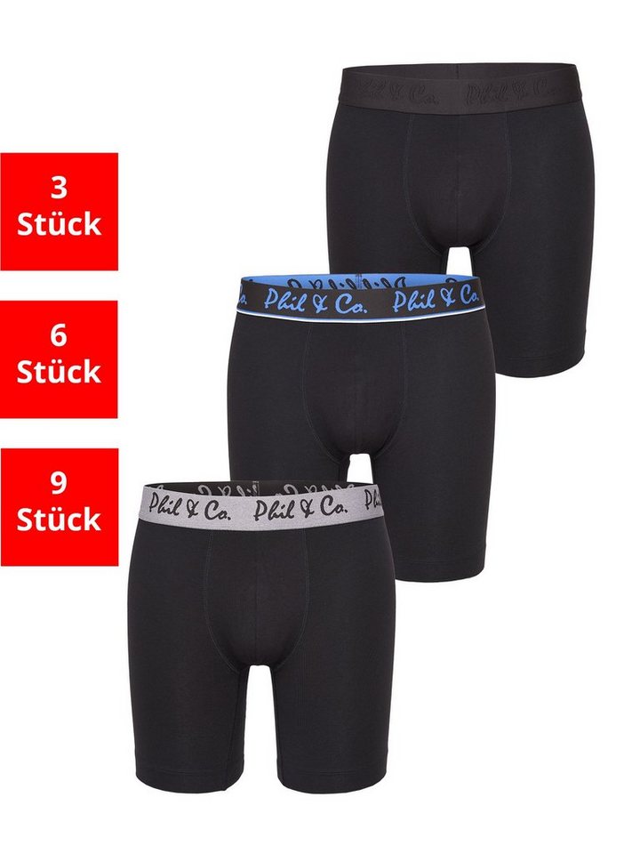 Phil & Co. Langer Boxer Long Boxer Briefs (3-St) Retroshorts - langes Bein - Jersey - ohne störendes Etikett von Phil & Co.