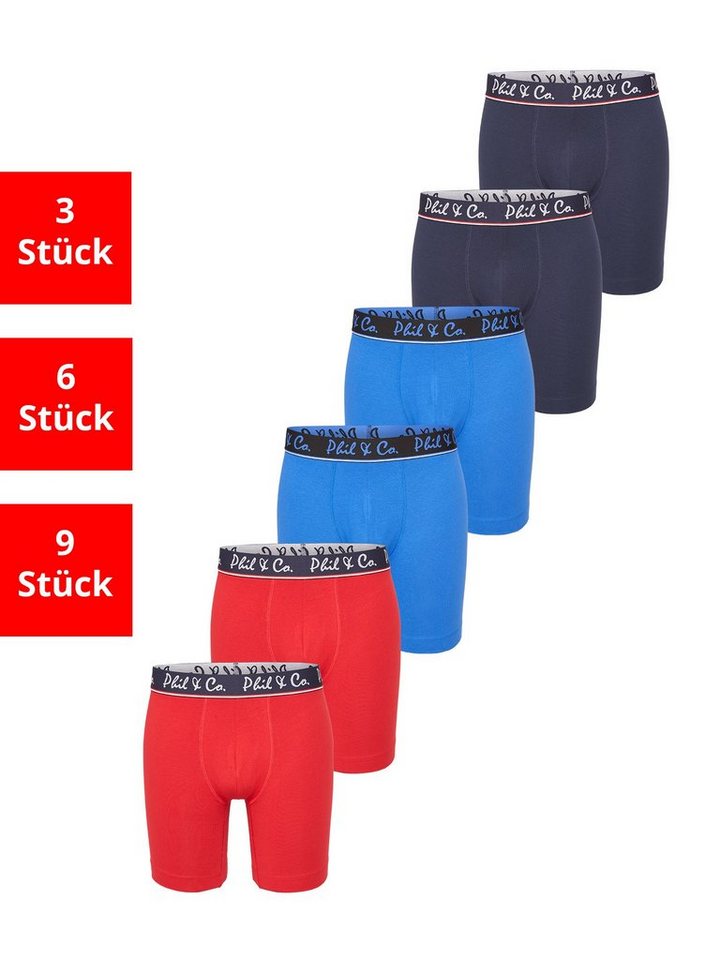 Phil & Co. Langer Boxer Long Boxer Briefs (6-St) Retroshorts - langes Bein - Jersey - ohne störendes Etikett von Phil & Co.