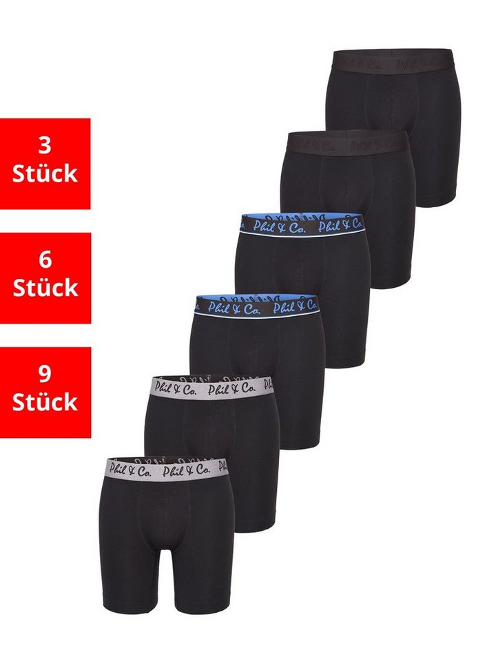 Phil & Co. Langer Boxer Long Boxer Briefs (6-St) Retroshorts - langes Bein - Jersey - ohne störendes Etikett von Phil & Co.