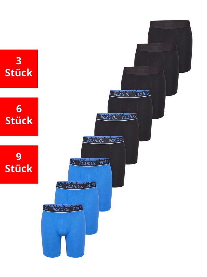 Phil & Co. Langer Boxer Long Boxer Briefs (9-St) Retroshorts - langes Bein - Jersey - ohne störendes Etikett von Phil & Co.