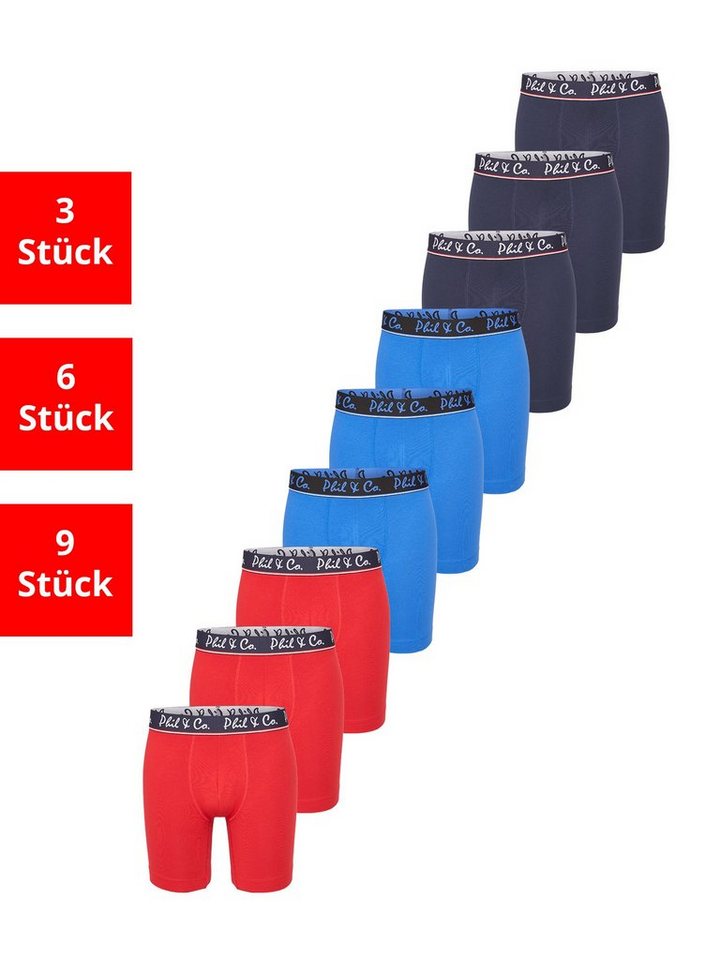 Phil & Co. Langer Boxer Long Boxer Briefs (9-St) Retroshorts - langes Bein - Jersey - ohne störendes Etikett von Phil & Co.