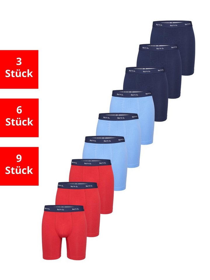 Phil & Co. Langer Boxer Long Boxer Briefs (9-St) Retroshorts - langes Bein - Jersey - ohne störendes Etikett von Phil & Co.