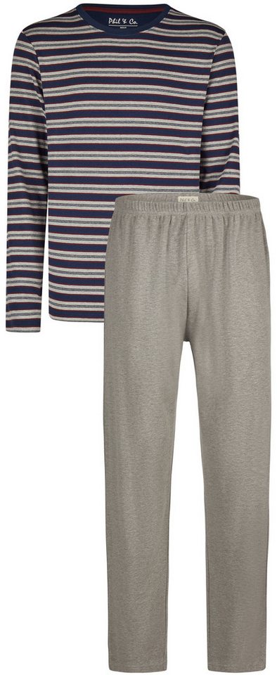 Phil & Co. Schlafanzug Casual (Set, 2 tlg., 2-teilig) Herren Pyjama lang Interlock Baumwolle Langarm von Phil & Co.