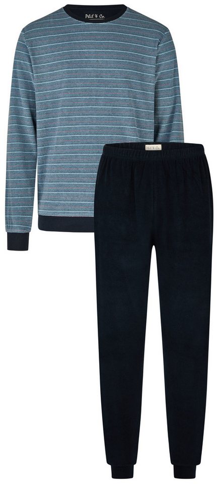 Phil & Co. Schlafanzug Cool Escapade (Set, 2 tlg., 2-teilig) Herren Pyjama lang Baumwolle Frottee Bündchen Langarm von Phil & Co.
