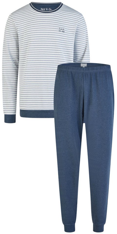 Phil & Co. Schlafanzug Cool Escapade (Set, 2 tlg., 2-teilig) Herren Pyjama lang Baumwolle Langarm Interlock Bündchen von Phil & Co.