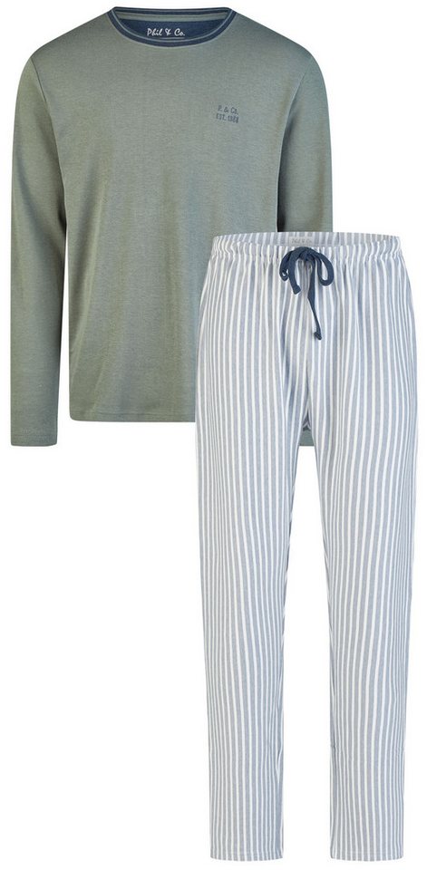 Phil & Co. Schlafanzug Cool Escapade (Set, 2 tlg., 2-teilig) Herren Pyjama lang Baumwolle Langarm Interlock von Phil & Co.