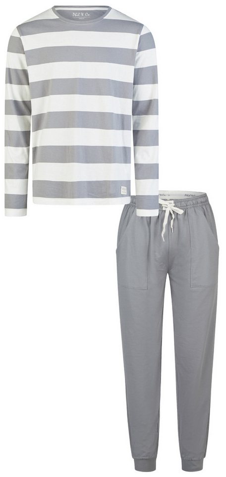 Phil & Co. Schlafanzug Herren Pyjama mit Bündchen (2 tlg) Baumwolle von Phil & Co.