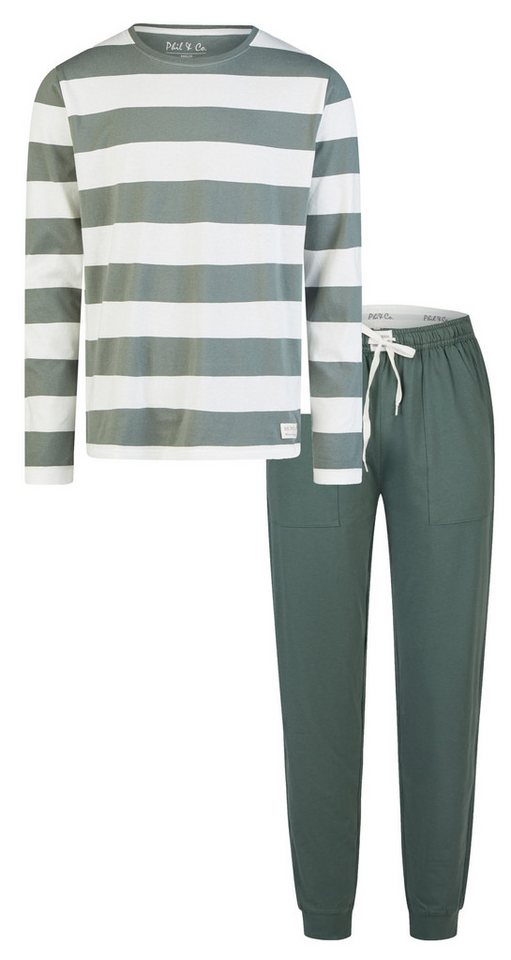 Phil & Co. Schlafanzug Herren Pyjama mit Bündchen (2 tlg) Baumwolle von Phil & Co.