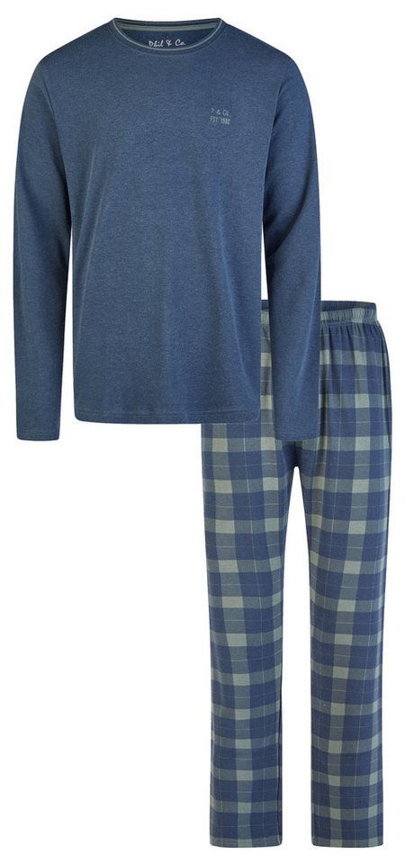 Phil & Co. Schlafanzug Herren pyjama mit Flanell Hose (2 tlg) Modisches Design von Phil & Co.