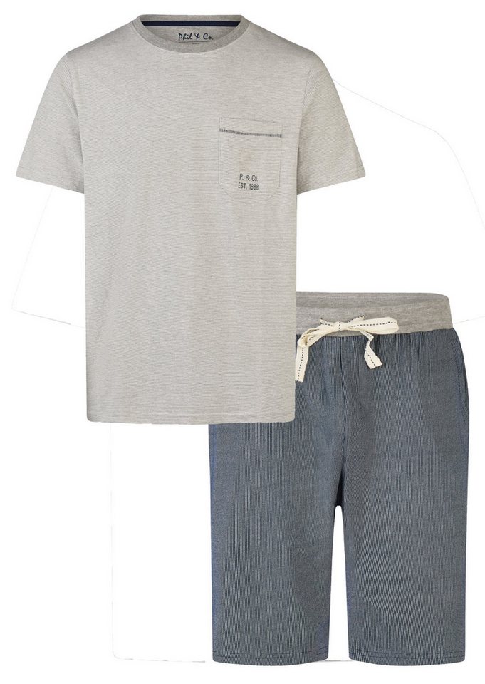 Phil & Co. Shorty Herren Pyjama kurz (2 tlg) Modisches Design von Phil & Co.