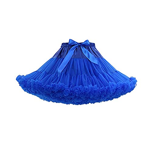 PhilaeEC Damen Elastische Taille Chiffon Petticoat Puffy Tutu Tüll Rock Mehrlagig Cosplay Flauschiger Rock Unterrock,Länge 40cm,Taille 55-95cm, königsblau, Einheitsgröße von PhilaeEC